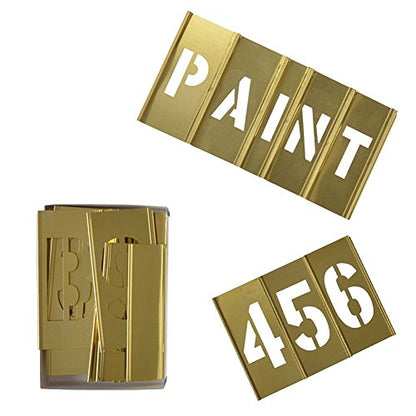 Deezio 1" Brass 46 Pieces Interlocking Stencil Set of Numbers and Letters Kit - size: 1inch(46piece)