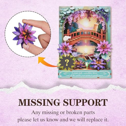 3D Puzzles for Adults Water Lilies Wooden Bloom Craft with LED Light - color: Twilight Water Lilies