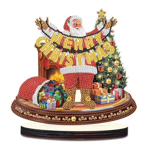 MVVMTOP Christmas Diamond Art Tabletop Decoration, DIY Merry Christmas, Diamond Art 5D Special Shape Crystal Diamond Partial Diamond Painting Mosaic Handicraft, Home Office Tabletop Decor Gift - color: Merry Christmas