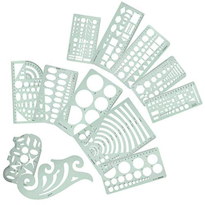 Drawing Tools, Geometric Stencils Drawing Stencils Geometric Drawing Template Multi Function Measuring Ruler 12pcs Ruler Set Curve Shaped Grading Rulers for Sewing Pattern