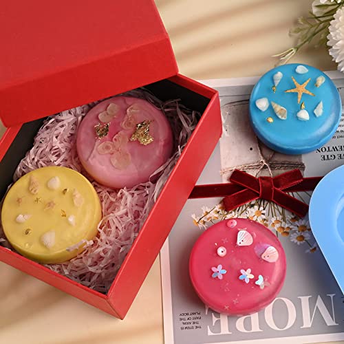 Sakolla 2 Pack 4 Cavity Round Silicone Soap Molds Cylinder Handmade Soap Molds for Soap Making Supplies DIY Bath Bombs Shower Steamer Lotion Bars Cake Baking Candle Tray - color: Round/Green & Blue