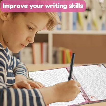 gisgfim Grooved Cursive Handwriting Workbook Magic Reusable Grooved Cursive Handwriting Practice Guided Tracing with Disappearing Ink Pens for Beginner Learning Activities Supplies (Inspiring Quotes) - style: Inspirational Sentences