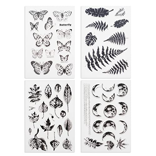 4 Themes 53Pcs Clear Stamps, Retro Rubber Clear Stamp, Transparent Silicone Stamps Seal for DIY Scrapbooking Card Making Decoration, Style B - style: Style B