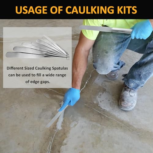 958-G01 Caulking Spatula Set, 7-Piece Stainless Steel Caulking Knife | 7-Spices Circular Fixed Caulking Knife Set, Widths from 3/8” to 1-1/2”, Easy-to-Handle, Multi-Functional Spatula Set