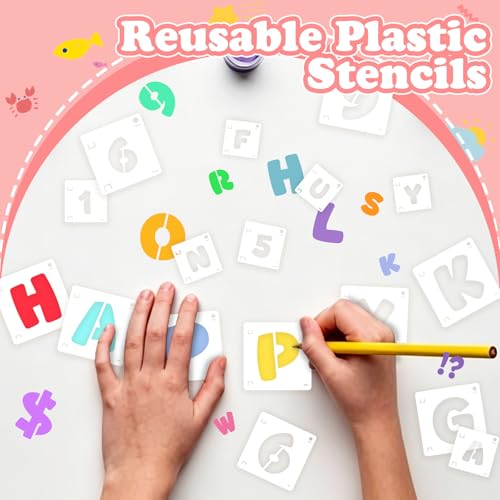 80 Pcs Letter Stencils, Large Letter Stencils for Painting (1 Inch+2 Inch) | Alphabet & Number Stencil for Crafts, Reusable,PET,Letters Stencils for Painting on Wood,Wall,Fabric,Chalkboard,Signs,DIY Art - size: 1 Inch+2 Inch