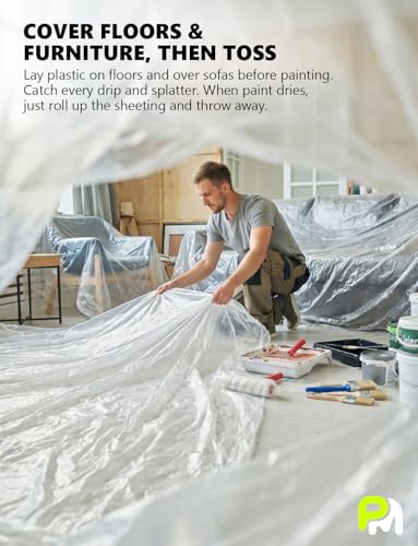 9' x 400' Clear Painters Plastic Sheeting Roll with Dispenser Box