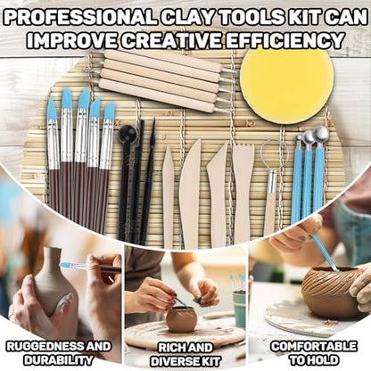 MAQIHAN Clay Tools - 23 PCS Clay Tools Sculpting Air Dry Clay Tools Pottery Tools Clay Tool Kit for Clay, Pottery, Carving, Sculpting, Ceramic, Drawing, Dotting, Molding, DIY