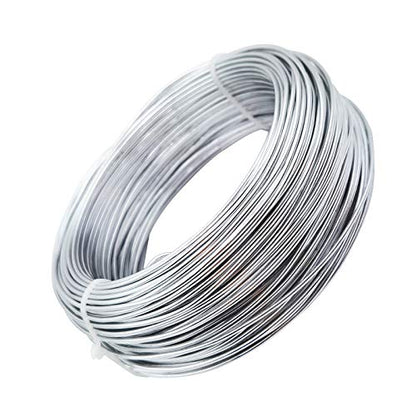 INSPIRELLE 15 Gauge Silver Aluminum Craft Wire Bendable Metal Wire | 164 Feet for Jewelry Craft Making - color: Silver, size: 15 Gauge (1.5mm)