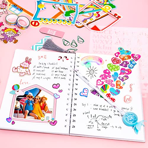 DIY Journal Kit, Gifts for Girls Age of 8 9 10 11 12 13 Years Old and Up, Girls Journal Set for Teen Decorate Her Planner/Organizer Birthday Gift Cute Art Crafts Scrapbook Stationary Kit