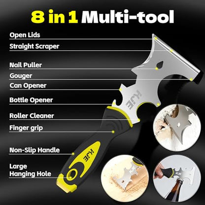 KJE 10PCS Drywall Tools, Drywall Knife set, Drywall Tool Kit includes Taping knives, Putty Knives, Joint Knives, and a Mud Pan, for Wall Work, Espatulas Para Construccion