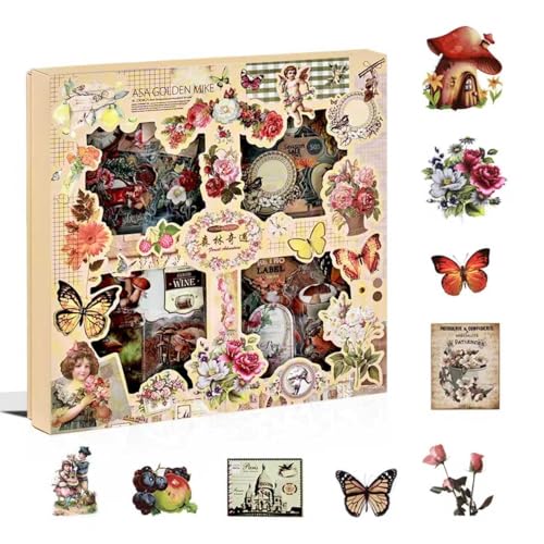 510PCS Scrapbook Kits for Adults, Vintage Aesthetic Journaling Stickers Ephemera for Junk Journal Supplies, 100 Sheets Diecut PET Scarpbook Stickers for Scrap Booking Supples, Bujo, DIY Crats Ars - color: Retro Aesthetic Stickers Set