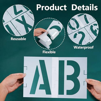 2 Inch Letter Stencils 42 Pcs ReusableTemplates Symbol Numbers Interlocking Stencil Kit Plastic Number Stencils for Wood,Wall,Paper,Fabric,Glass,Signage,DIY Art Projects - style: 2 Inch