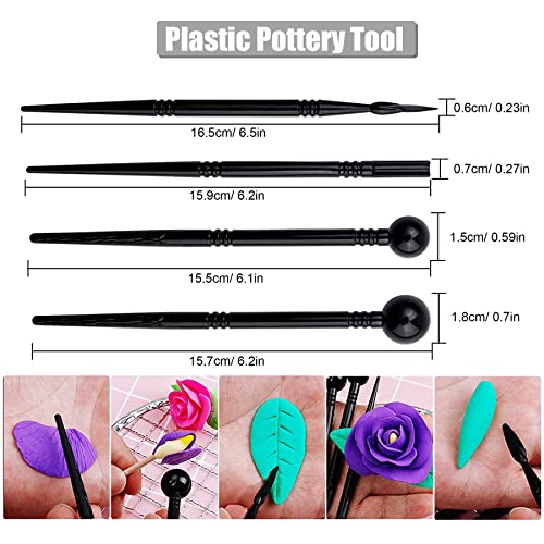 Allazone 31 PCS Acrylic Clay Roller with Acrylic Sheet, Acrylic Sheet Backing Board, Plastic Scraper, Sculpting Tools, Dabbing Tool, Dot Painting Tool for Shaping and Sculpting - color: 31 PCS