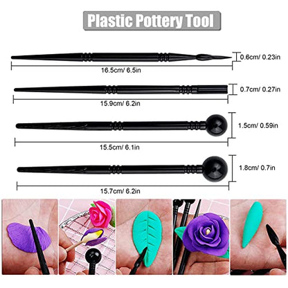 Allazone 31 PCS Acrylic Clay Roller with Acrylic Sheet, Acrylic Sheet Backing Board, Plastic Scraper, Sculpting Tools, Dabbing Tool, Dot Painting Tool for Shaping and Sculpting - color: 31 PCS