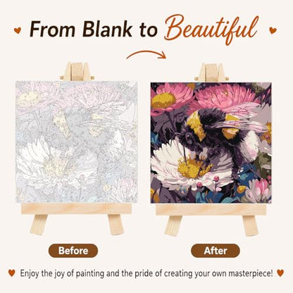 AUKELHJ Framed Paint by Numbers Kit for Adults, Bee, 10x10 inch - color: 08-Bee
