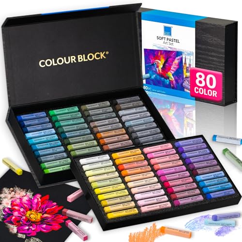 COLOUR BLOCK Soft Pastels for Artists - 80 Colors Square Chalk Soft Pastels Art Set in CARBON Box - Vibrant Pigments Art Kit for Painting, Drawing, Sketching, Hobbyist. - style: 80 Colors Soft Pastel Set – Paper Case