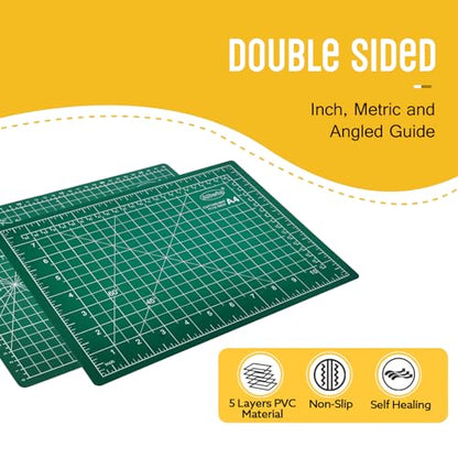 A4 Self Healing Cutting Mat - Double Sided Craft Mat with Grid Lines, Non-Slip Work Surface for Crafting & DIY Projects (Washable Reusable) - size: 11.8"L x 8.7"W