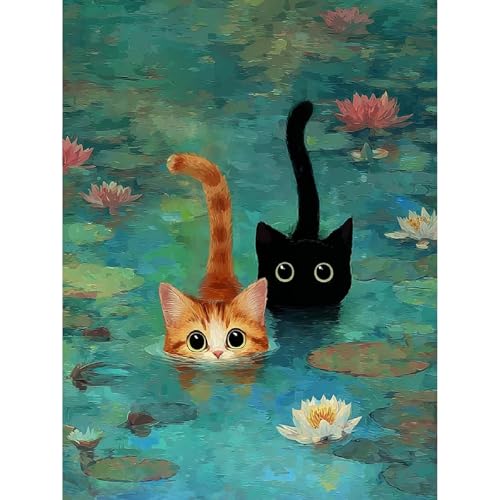 VIGEGU Black Cat Paint by Numbers Kit for Adults Beginner 16x20 Inch | Easy Adult Paint by Number Kits on Canvas DIY Painting for Beginners Art by Numbers for Home Wall Decor - color: MT6062