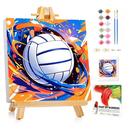 XTCIXAL Paint by Numbers Kit for Kids, Volleyball, 8X8 inch - color: 05-Volleyball