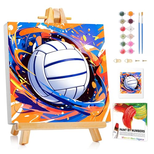 XTCIXAL Paint by Numbers Kit for Kids, Volleyball, 8X8 inch - color: 05-Volleyball