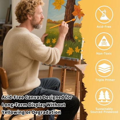 2-Pack 28x40 Large Stretched Canvas 380gsm Cotton for Oil & Acrylic | 70x100cm, Gallery Wrapped , 380gsm heavy-duty 100% cotton, triple acid-free gesso, warp resistant & no bleed - size: 2PK - 28"x40"