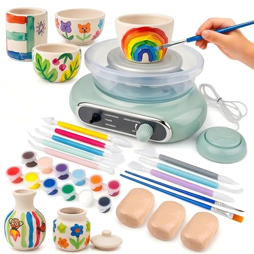 Jasthorine Pottery Wheel for Kids, Arts and Crafts Toy Kit, Ages 6-12 | Kids Pottery Wheel Kit for Creative Air-Dry Clay Craft Projects, Arts & Crafts Toy & Birthday Gift for Girls & Boys Ages 6-12