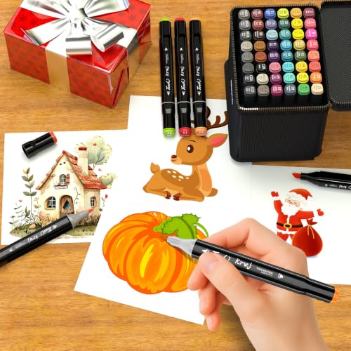 KJSHUANGTANG Alcohol Markers, 48 Colors Dual Tip Art Markers, Drawing, Coloring Marker for Sketching Adult Coloring - color: 48 Colors