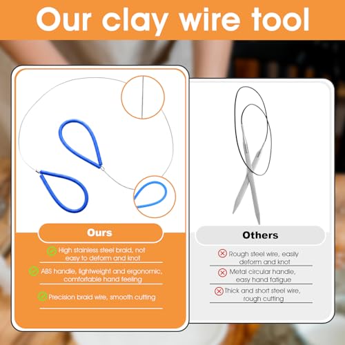 4PCS Wire Clay Cutter, Multifunctional Pottery Sculpting Trimming Tool Set