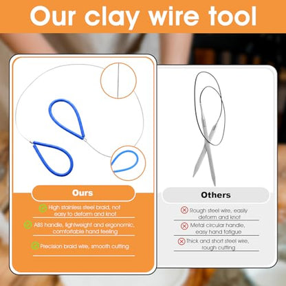 4PCS Wire Clay Cutter, Multifunctional Pottery Sculpting Trimming Tool Set