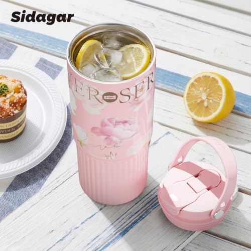 26 oz Insulated Stainless Steel Tumbler with Straw & Handle Pink - color: Pink
