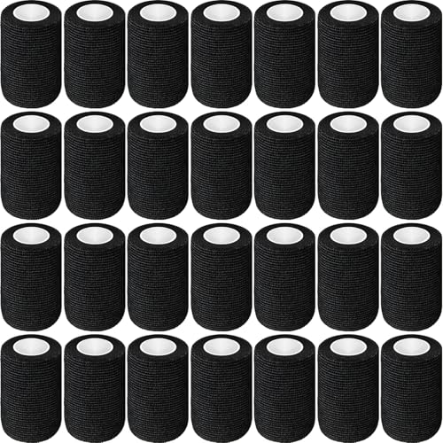 Treela 64 Pack 2" X 5 Yards Self Adhesive Bandage Wrap Black | Cohesive Flexible Wrap for Wrist Ankle Fingers, Breathable Sports Tape, Self Adherent Rolls for Pets Vet, Coban Style - color: Black, size: 4 Inch X 5 Yard