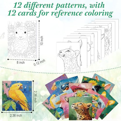 Sherr 12 Pcs Pre Drawn Canvas for Adults,Cute Animals,8 x 10 Inch - size: 8 x 10 Inch, style: Cute Animals