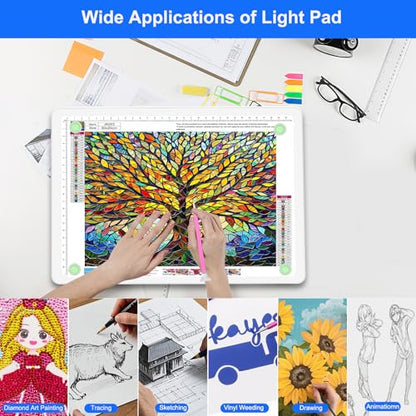 Elice Rechargeable A4 Light Pad with Carry Bag, Magnetic LED Light Board with Physical Button, Super Bright Diamond Art Light Pad, Ultra-Thin Light Box for Tracing, Weeding, Diamond Painting -White - color: White, size: A4 with Carry Bag