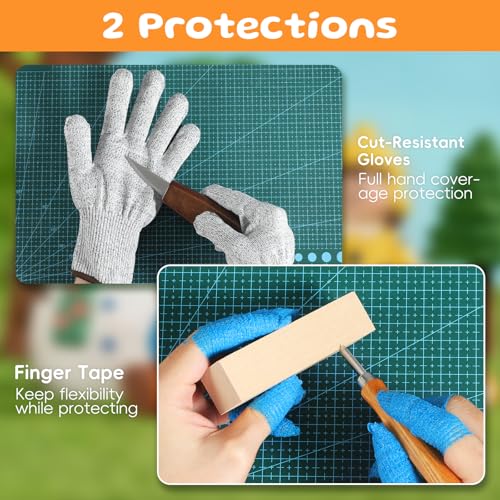 Housolution Wood Carving Kit with Carrying Bag, 30PCS Wood Carving Tools | Whittling Kit Includes Carving Knives Carving Chisels Basswood Blocks Gloves, Woodworking Tools for Beginners DIY Hobbies