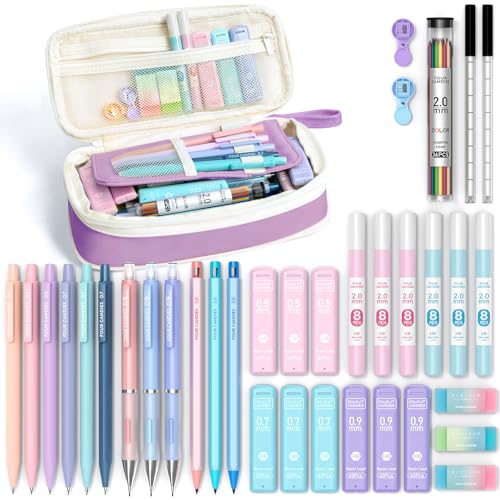 Four Candies 36PCS Mechanical Pencil Set with 624 Lead Refills (Purple) - color: Purple