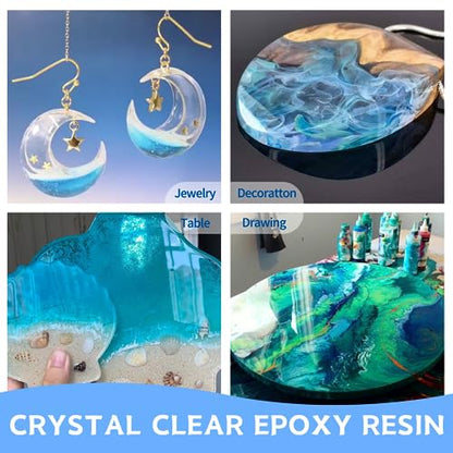 Epoxy Resin Kit, 2 Gallon Epoxy Resin Crystal Clear Not Yellowing No Bubble Self Leveling for DIY Molds Wood Jewelry Table Tops Bar Top Casting Coating Crafts Supplies Easy Mix 1:1 Ratio - size: 2 Gallon