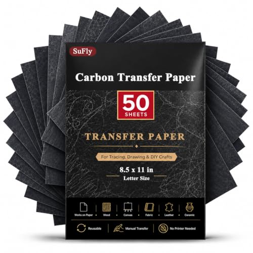 SuFly Carbon Paper for Tracing, Black Graphite Paper for Drawing, 50 Sheets - color: Graphite Black, size: 8.5-x-11-inch:1 Pack