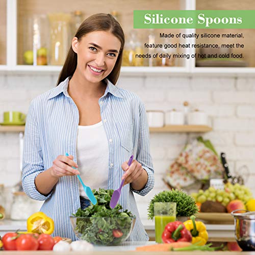 Patelai 7 Pcs Small Silicone Spoonula Spatula, 8.2 Inch Non Stick | One Piece Easy Clean, Flexible for Mixing Baking, Heat Resistant Rubber Spoon Nonstick Pans, Colorful with Hanging Holes