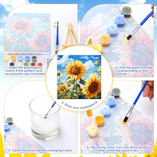 RoundFunny 8 Set Paint by Numbers Drawing Kit for Adults,Vibrant Blooms - style: Vibrant Blooms