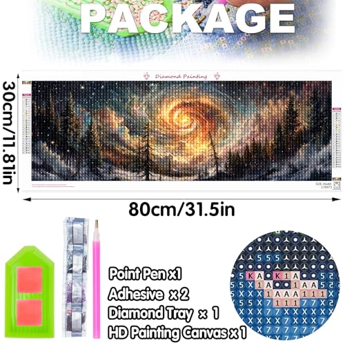 Bimkole Large Diamond Art Kits for Adults Universe, Full Drill 5D DIY Rhinestone Embroidery Set Paint with Diamonds Art Forest by Number Kits Cross Stitch Home Wall Craft Decoration 31.5x11.81 Inch - color: Cosmic Forest