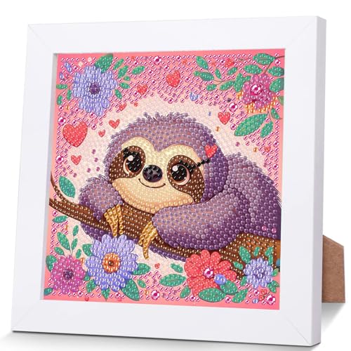 Sloth Diamond Art Painting Kits for Kids with Frame Ages 4-8-12 (7x7 inch) - color: CC122