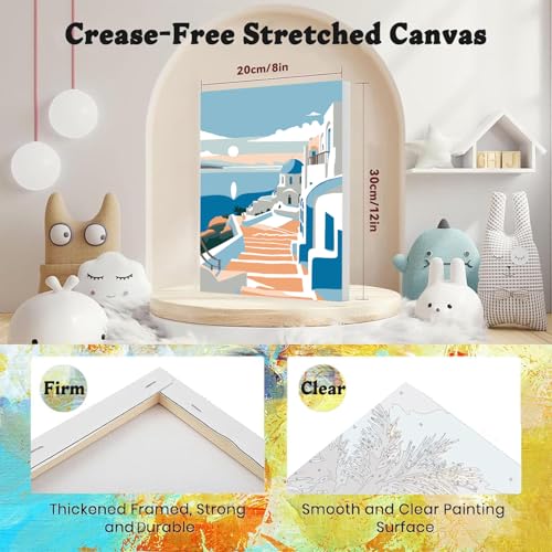 SYDYLH 6 Pack Paint by Numbers Kit for Adults Beginners,DIY Acrylic Painting Set for Seaside and City Landscapes on Canvas Framed, Adults Kids Paint by Numbers Kits for Home Wall Decor 8x12inch - color: Seaside And City Landscapes Paint By Numbers with Fr