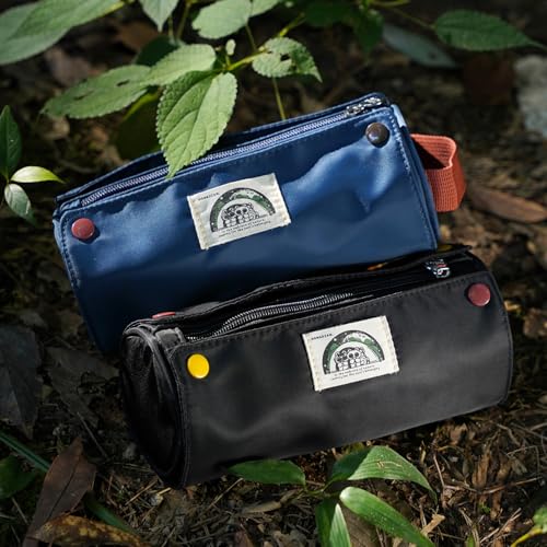 Large Capacity Pencil Case Roll Up Design Multifunctional Pencil Holder Pouch Stationery Pen Bag for Teen Girls and Boys Camping style - Dark Blue - color: Dark Blue