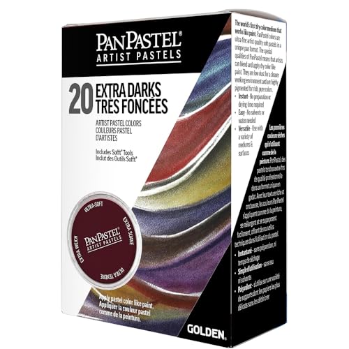 PanPastel Artist Pastels by GOLDEN, Extra Dark Shades Set, 20 Color, Professional Artist Pastels, Unique Pan Format (cake-like)