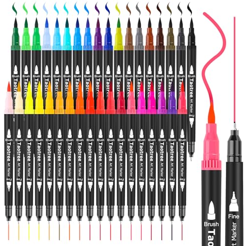 Taotree 36 Colors Dual Tip Art Markers Pens Set for Adult Coloring Books - color: 36 Colors