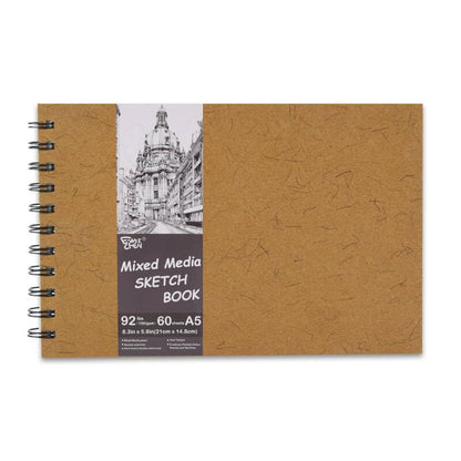 5.8" x 8.3" Mixed Media Sketch Book,Spiral Bound Hardcover Sketchbook,60 Sheets 92lb/150gsm Neutral White Acid Free Paper,Art Journal Sketchbook for Drawing Writing Sketching Illustration,Turmeric - color: Neutral White-Turmeric