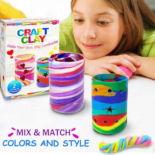 MHMYDIS Make Your Own Clay Luminaries - Clay Lanterns Making Kit Activity for Boys Girls Age 6 7 8 9 10 11 12 Year Old and up - Arts and Crafts Kit for 8-12 Year Olds - size: Small