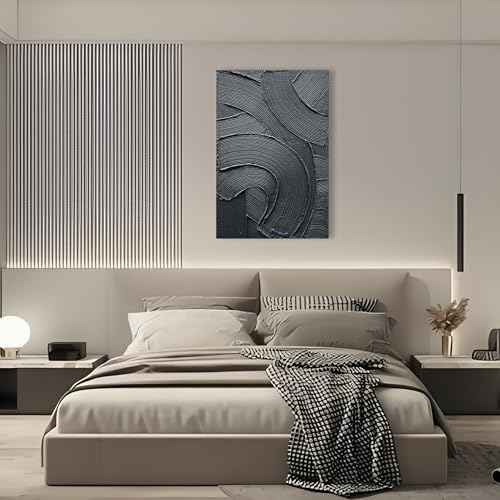 Art 36x24 inch Hand-Painted Black Texture Art Oil Painting Modern Abstract Art Home Wall Decoration Painting - color: Yi098