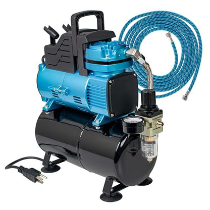 Master Airbrush 1/5 HP Cool-Runner Dual Fan Tank Air Compressor Kit Model TC-426 - Professional Single-Piston with 2 Cooling Fans, Runs Longer without Overheating - Regulator Water Trap, Holder - style: Super Cool Runner Tank
