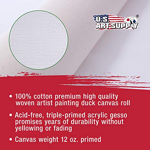 U.S. Art Supply 12-Ounce Triple Primed Gesso 36" Wide x 18' Long (6 Yards), 100% Cotton, Acid-Free - Unstretched Canvas Rolls for Painting, Oil & Acrylic, Murals - Cut to Frame Size - size: 36-Inch-x-6-Yards